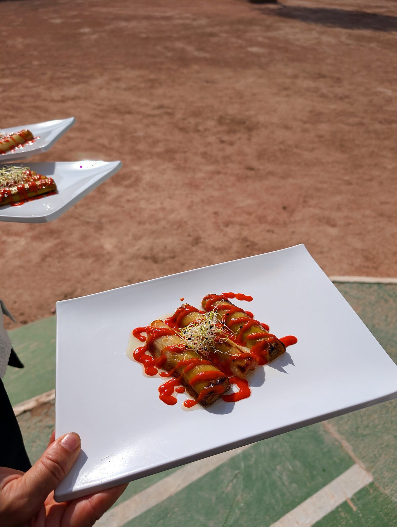Canelones con salsa roja · Boda en Aspe