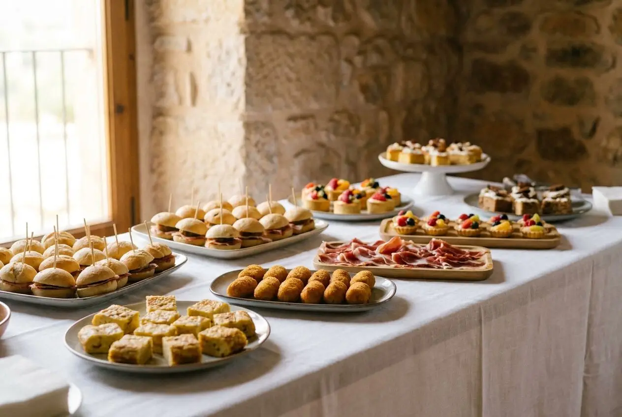 Bufé preparado con aperitivos para una celebración